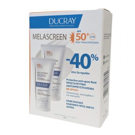 Ducray Promo Melascreen Legere Λεπτόρρευστη Κρέμα, Καφέ Κηλίδες & Κανονικό προς Μικτό Δέρμα SPF50+ 2x50ml