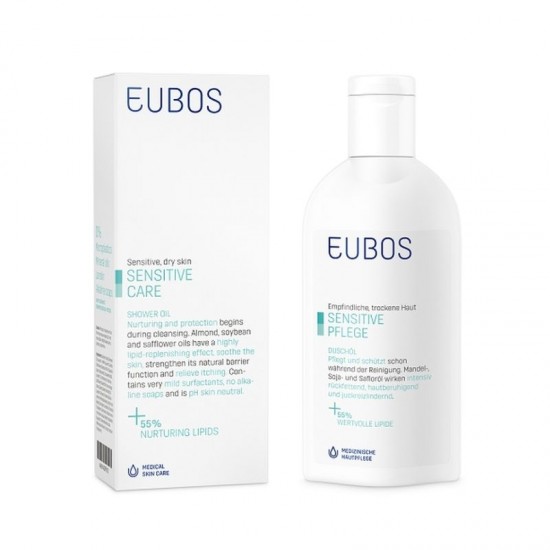 Eubos Sensitive Shower Oil, Ελαιώδες Καθαριστικό Σώματος για Ευαίσθητο και Ξηρό Δέρμα 200ml