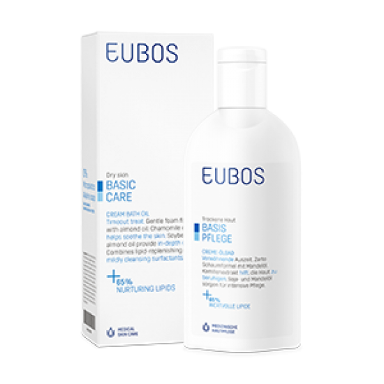 Eubos Basic Care Cream Bath Oil, Ελαιώδες Αφρόλουτρο για τον Βαθύ Καθαρισμό και την Περιποίηση του Ξηρού Δέρματος 200ml