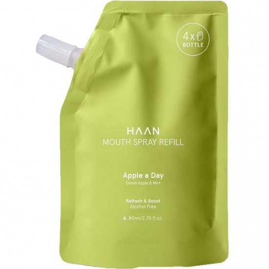 Haan Mouth Wash Spray Refill Apple a Day Green Apple & Mint, Ανταλλακτικό Στοματικού Διαλύματος 80ml