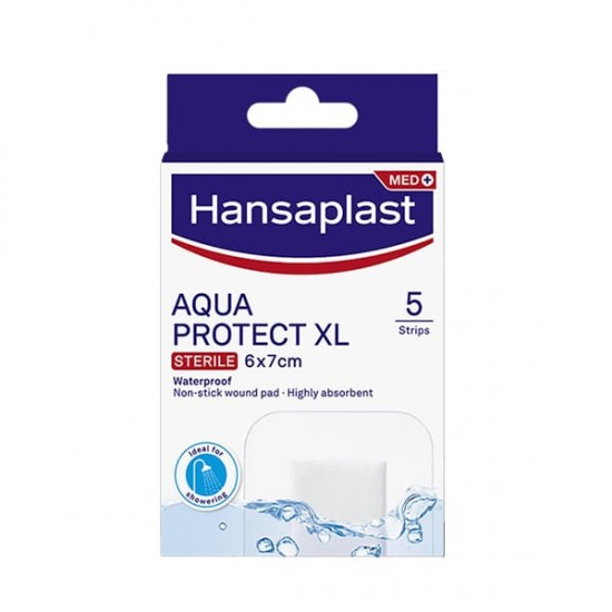 Hansaplast Aqua Protect XL Αποστειρωμένα Επιθέματα για Μεγαλύτερες Πληγές και Μετεγχειρητικά Τραύματα 6X7cm 5 Strips