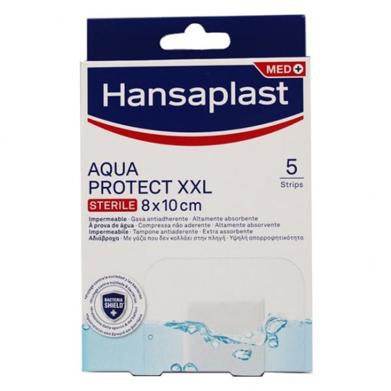 Hansaplast Aqua Protect XXL STERILE Αδιάβροχα Επιθέματα για την Κάλυψη & την Προστασία Πληγών 8x10cm 5τεμ