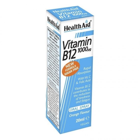 Health Aid Vitamin B12 Vegan 1000μg Oral Spray, Γεύση Πορτοκάλι 20ml