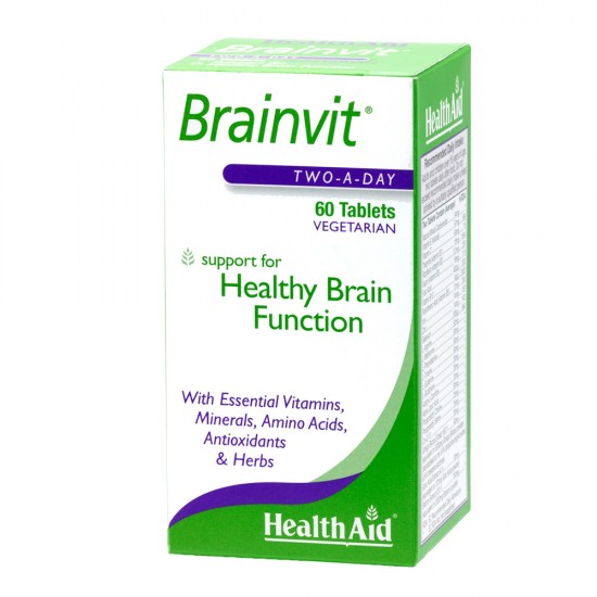 Health Aid Brainvit, Συμπλήρωμα Διατροφής Ενίσχυση της Μνήμης και των Εγκεφαλικών Λειτουργιών 60 Ταμπλέτες