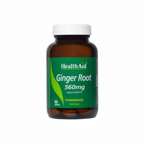Health Aid Ginger Root 560mg  Συμπλήρωμα με Εκχύλισμα Πιπερόριζας που Συμβάλει στην Υγεία του Γαστρεντερικού Συστήματος 60tabs
