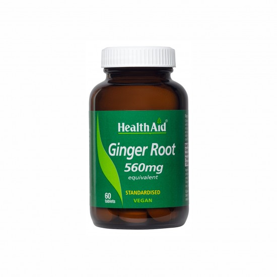 Health Aid Ginger Root 560mg  Συμπλήρωμα με Εκχύλισμα Πιπερόριζας που Συμβάλει στην Υγεία του Γαστρεντερικού Συστήματος 60tabs