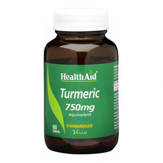 Health Aid Turmeric 750mg, Κουρκουμίνη 60 Ταμπλέτες