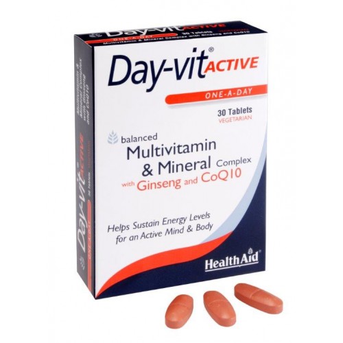 Health Aid Day-vit Active, Πολυβιταμίνες, Σωματική & Πνευματική Τόνωση 30 Ταμπλέτες