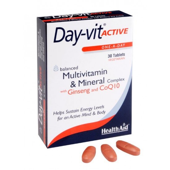 Health Aid Day-vit Active, Πολυβιταμίνες, Σωματική & Πνευματική Τόνωση 30 Ταμπλέτες Health Aid Day-vit Active, Πολυβιταμίνες, Σωματική & Πνευματική Τόνωση 30 Ταμπλέτες