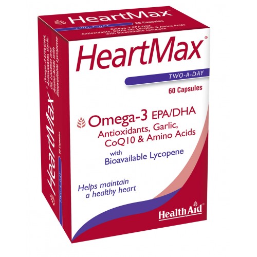 Health Aid HeartMax, Συμπλήρωμα Διατροφής για Δυνατή Καρδιά, Καλό Κυκλοφορικό & Χαμηλή Χοληστερίνη 60 Κάψουλες