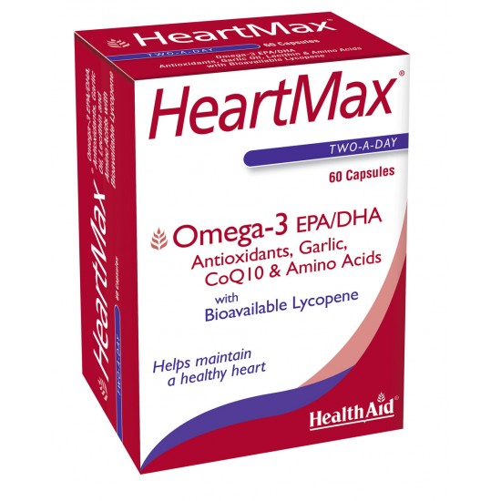 Health Aid HeartMax, Συμπλήρωμα Διατροφής για Δυνατή Καρδιά, Καλό Κυκλοφορικό & Χαμηλή Χοληστερίνη 60 Κάψουλες