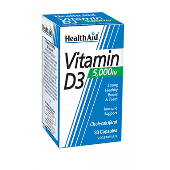 Health Aid Vitamin D3 5000i.u., Συμπλήρωμα Διατροφής 30 Κάψουλες 