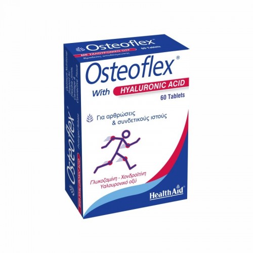 Health Aid Osteoflex with Hyaluronic Acid, Γλυκοζαμίνη, Χονδροϊτίνη & Υαλουρονικό οξύ για Ενυδάτωση Αρθρώσεων 60 Ταμπλέτες