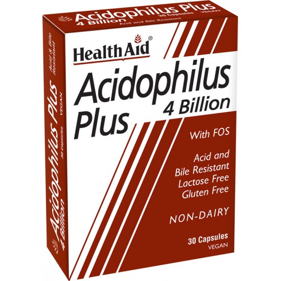 Health Aid Acidophilus Plus 4 Bilion, Προβιοτικά 4δις με Πρεβιοτικά 30 Vegeterian Κάψουλες