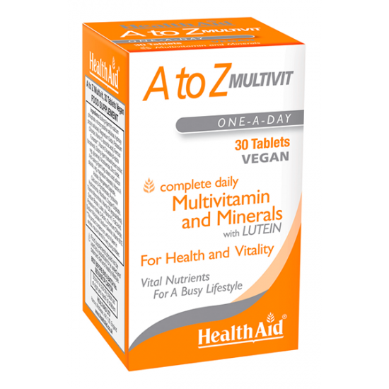 Health Aid Vegan Α to Ζ Multivitamin, Πολυβιταμίνες, Μέταλλα & Λουτεΐνη 30 Ταμπλέτες