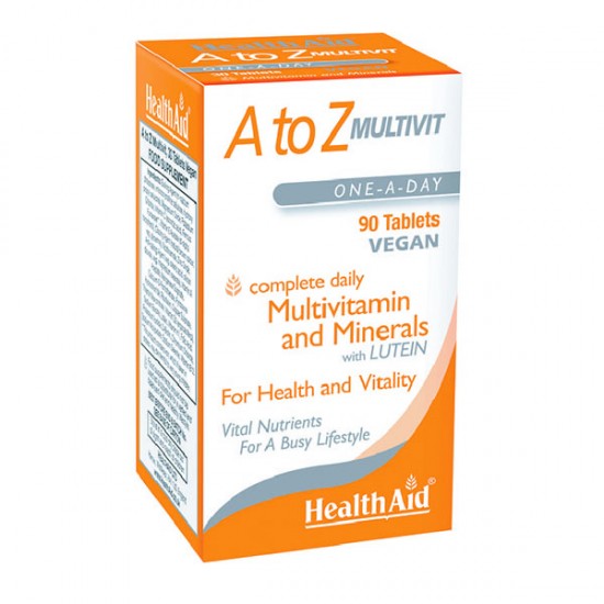 Health Aid Vegan Α to Ζ Multivitamin, Πολυβιταμίνες, Μέταλλα & Λουτεΐνη 90 Ταμπλέτες