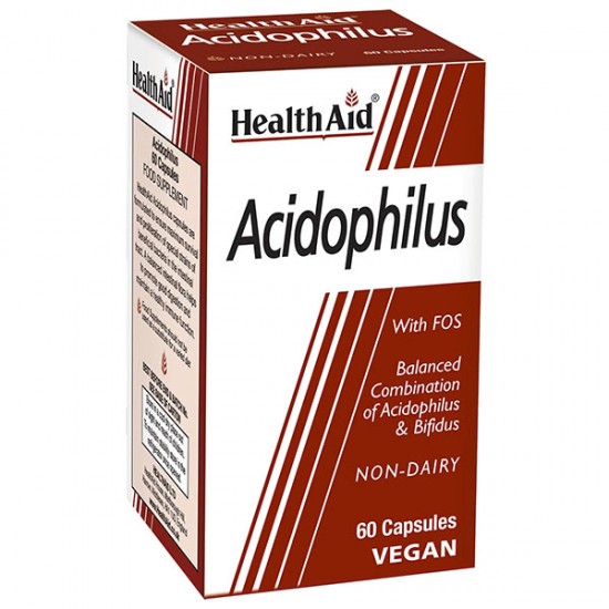 Health Aid Acidophilus Προβιοτικά 100 Εκατ. με FOS 60 Vegan Κάψουλες