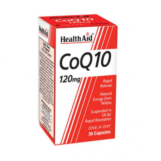 Health Aid CoQ10 120mg, Συμπλήρωμα Διατροφής Ενέργεια,Καταπολέμηση Ελευθ. Ριζών 30 Κάψουλες