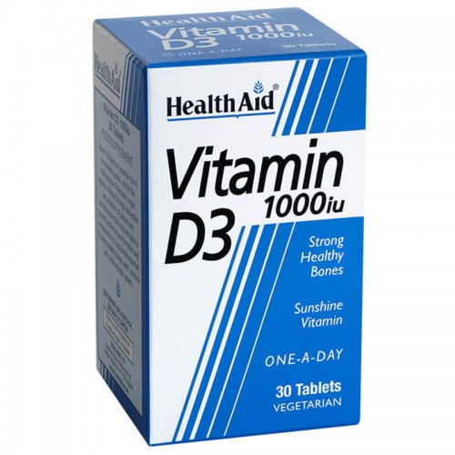 Health Aid Vitamin D3 1000i.u., Συμπλήρωμα Διατροφής 30 Ταμπλέτες