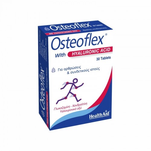 Health Aid Osteoflex with Hyaluronic Acid, Γλυκοζαμίνη, Χονδροϊτίνη & Υαλουρονικό οξύ για Ενυδάτωση Αρθρώσεων 30 Ταμπλέτες