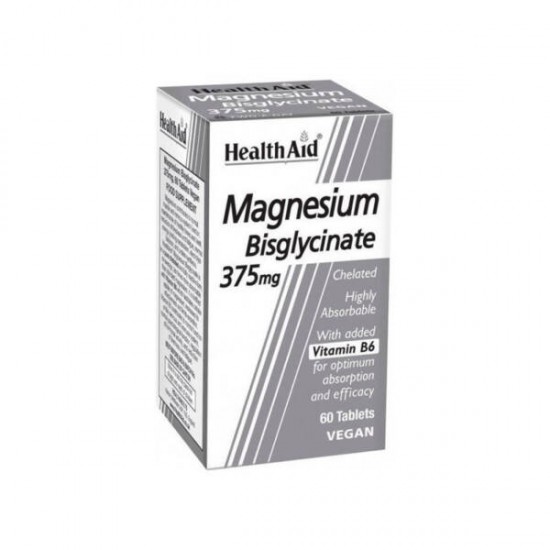 Health Aid Magnesium Bisglycinate 375mg Χηλικό Μαγνήσιο & Β6 60 Vegan Ταμπλέτες