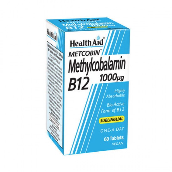 Health Aid Methylcobalamin 1000μg B12 , Η πιο Βιοενεργή Μορφή Βιταμίνης Β12 60 Μασώμενες Ταμπλέτες