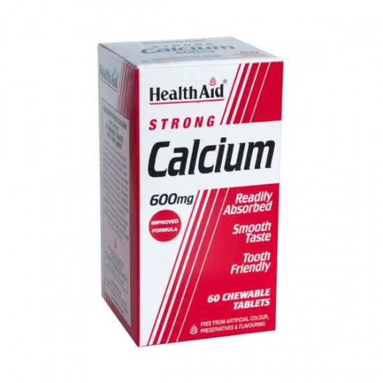 Health Aid Strong Calcium 600mg Μασώμενο Ασβέστιο 60 Ταμπλέτες