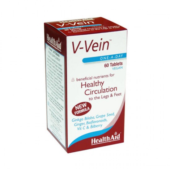 Health Aid V-Vein, Φυσική Τόνωση & Προστασία του Κυκλοφορικού Συστήματος 60 Vegan Ταμπλέτες