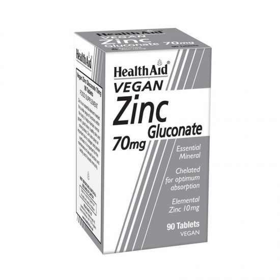 Health Aid Zinc Gluconate 70mg,Ψευδάργυρος Γλυκονικός 70mg 90 Ταμπλέτες Health Aid Zinc Gluconate 70mg,Ψευδάργυρος Γλυκονικός 70mg 90 Ταμπλέτες