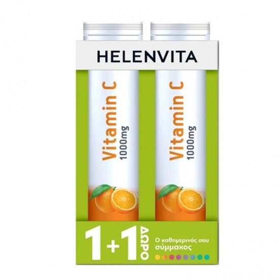 Helenvita Vitamin C 1000mg 1+1 ΔΩΡΟ, Ενίσχυση του Ανοσοποιητικού Συστήματος 2x20 Αναβράζοντα Δισκία 