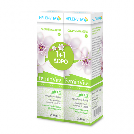 Helenvita FeminVita 1+1 Δώρο, pH 4.2 Cleansing Liquid Περιποίηση της Ευαίσθητης Περιοχής 200ml +200ml Helenvita FeminVita 1+1 Δώρο, pH 4.2 Cleansing Liquid Περιποίηση της Ευαίσθητης Περιοχής 200ml +200ml