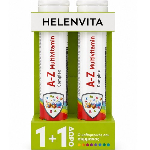 Helenvita 1+1 ΔΩΡΟ A-Z Multivitamin Complex, Πολυβιταμίνηn με Γεύση Τροπικών Φρούτων 2x 20 Αναβράζοντα Δισκία 