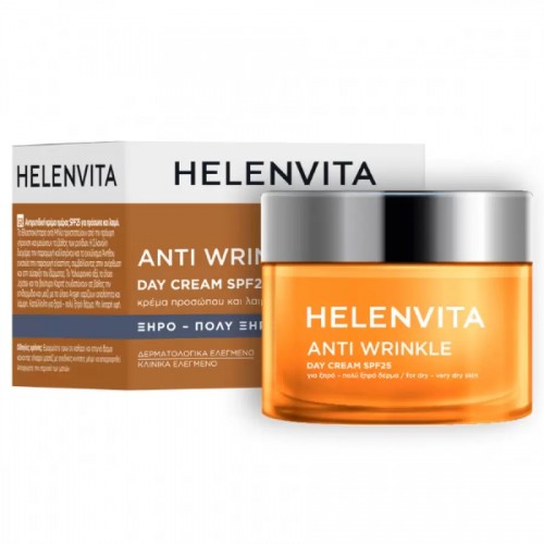 Helenvita Anti Wrinkle Day Cream Dry & Very Dry Skin SPF25 Κρέμα Προσώπου & Λαιμού Σύσφιξης & Λάμψης για Ξηρό & Πολύ Ξηρό Δέρμα 50ml