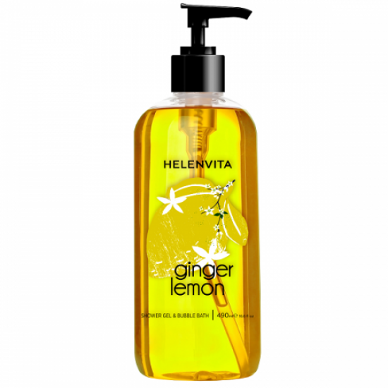 Helenvita Shower Gel & Bubble Bath Ginger Lemon Αφρόλουτρο Εμπλουτισμένο με Εκχύλισμα Φλοιού Λεμονιού  490ml