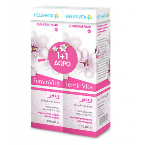 Helenvita FeminVita 1+1 ΔΩΡΟ Cleansing Foam Αφρός με Πρεβιοτική Δράση για την Περιποίηση της Ευαίσθητης Περιοχής 150ml & 150ml