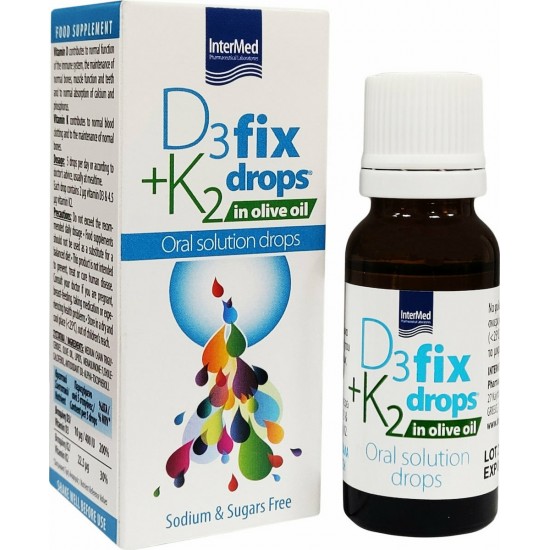 Intermed D3 Fix Drops + K2 in Olive Oil, Πόσιμο Διάλυμα σε Σταγόνες 12ml