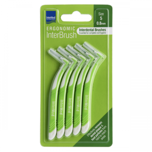 Intermed Ergonomic Μεσοδόντια Βουρτσάκια με Λαβή Size 5 (0.8mm) Πράσινα 5τμχ Intermed Ergonomic Μεσοδόντια Βουρτσάκια με Λαβή Size 5 (0.8mm) Πράσινα 5τμχ