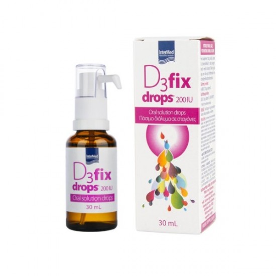 Intermed D3 Fix Drops 200IU Συμπλήρωμα Διατροφής Βιταμίνης D3 με τη Μορφή Πόσιμου Διαλύματος σε Σταγόνες 30ml