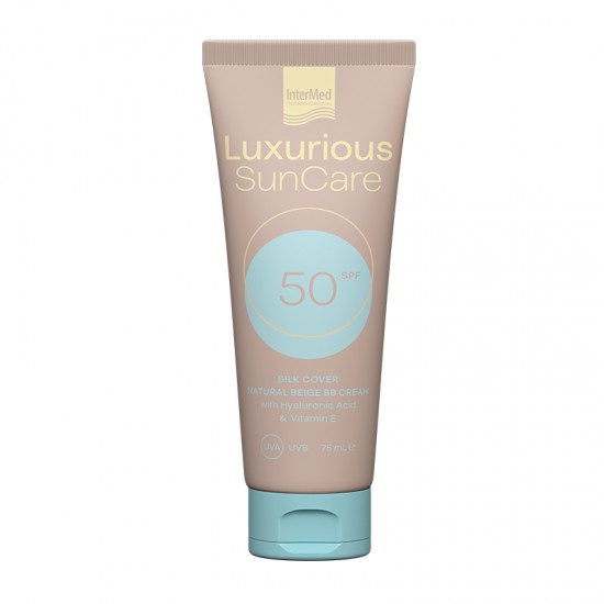 Intermed Luxurious SunCare Silk Natural Beige BB Cream SPF50, Αντηλιακή Κρέμα Προσώπου με Χρώμα, Φυσική Κάλυψη & Ανάπλαση 75ml