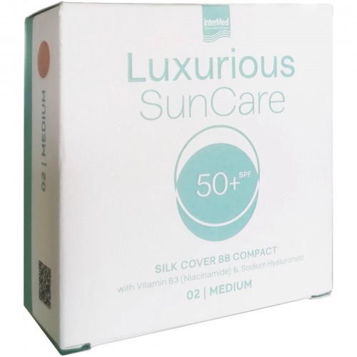 Intermed Luxurious SunCare Silk Cover BB Compact 02 Medium SPF50+, Αντηλιακή Προστασία, Κάλυψη των Ατελειών, Φυσικό Ματ Αποτέλεσμα 12g