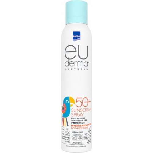 Intermed Euderma Babyderm Sunscreen Spray Invisible Very High Sun Protection for Face & Body SPF50 Βρεφικό Αντηλιακό σε Σπρέυ 200ml Intermed Euderma Babyderm Sunscreen Spray Invisible Very High Sun Protection for Face & Body SPF50 Βρεφικό Αντηλιακό σε Σπρέυ 200ml