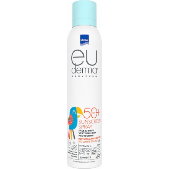 Intermed Euderma Babyderm Sunscreen Spray Invisible Very High Sun Protection for Face & Body SPF50 Βρεφικό Αντηλιακό σε Σπρέυ 200ml