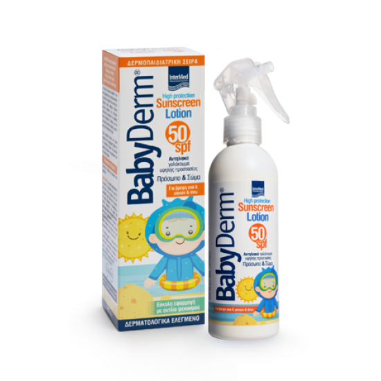 Babyderm Sunscreen Lotion SPF50 Πρόσωπο & Σώμα, Για Βρέφη από 6 Μηνών & Άνω 200ml