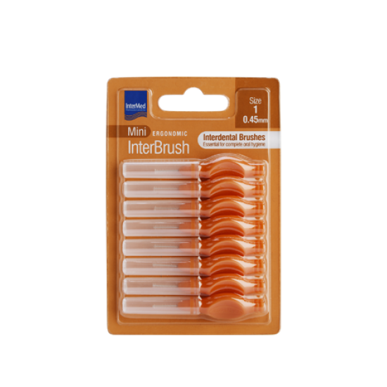 Intermed Ergonomic InterBrush Mini Size 1 0,45mm Μεσοδόντια Βουρτσάκια, Χρώμα Πορτοκαλί 8 Τεμάχια