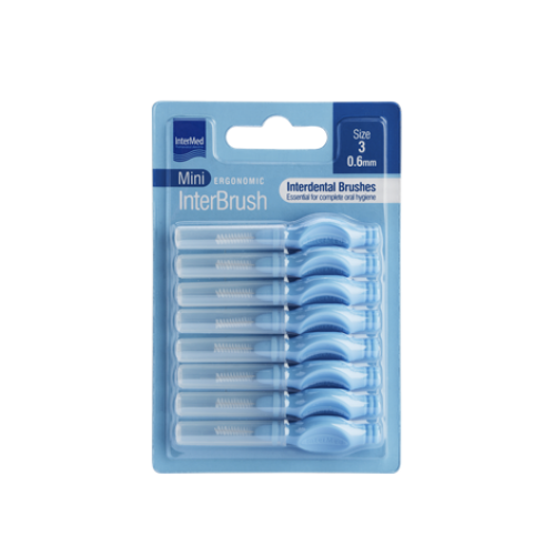 Intermed Ergonomic InterBrush Mini Size 3 0,6mm Μεσοδόντια Βουρτσάκια, Χρώμα Μπλε 8 Τεμάχια Intermed Ergonomic InterBrush Mini Size 3 0,6mm Μεσοδόντια Βουρτσάκια, Χρώμα Μπλε 8 Τεμάχια