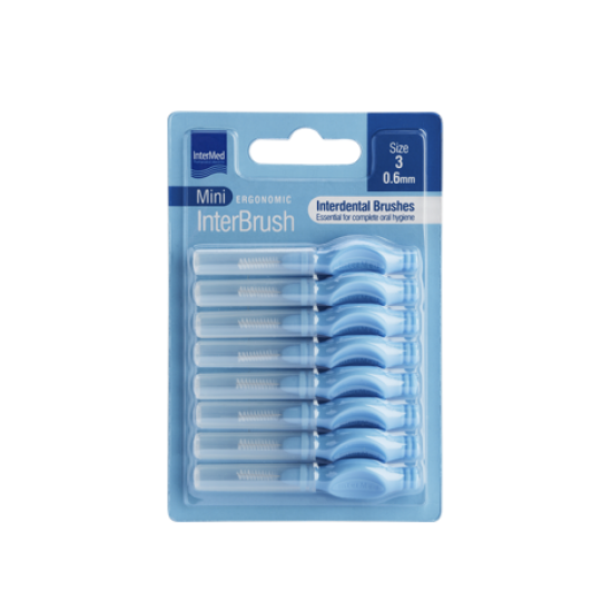 Intermed Ergonomic InterBrush Mini Size 3 0,6mm Μεσοδόντια Βουρτσάκια, Χρώμα Μπλε 8 Τεμάχια Intermed Ergonomic InterBrush Mini Size 3 0,6mm Μεσοδόντια Βουρτσάκια, Χρώμα Μπλε 8 Τεμάχια