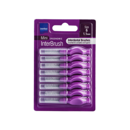 Intermed Ergonomic InterBrush Mini Size 6 1,1mm Μεσοδόντια Βουρτσάκια, Χρώμα Μωβ 8 Τεμάχια Intermed Ergonomic InterBrush Mini Size 6 1,1mm Μεσοδόντια Βουρτσάκια, Χρώμα Μωβ 8 Τεμάχια
