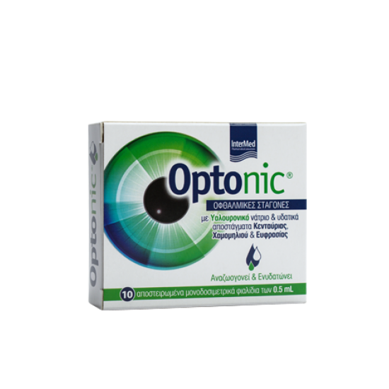 Intermed Optonic Οφθαλμικές Σταγόνες για Ενυδάτωση, Λίπανση, Επούλωση με Υαλουρονικό Οξύ 10x0.5ml
