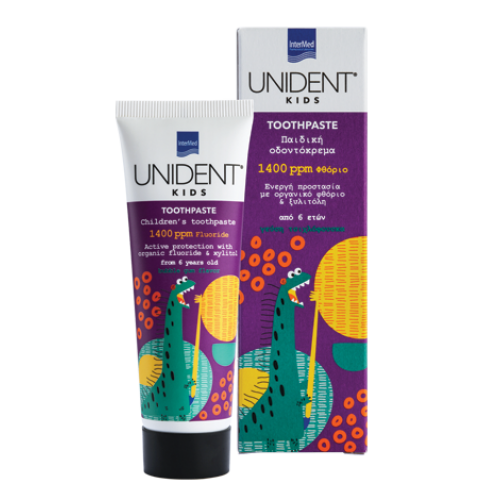 Intermed Unident Kids Toothpaste 1400ppm Φθοριούχος Οδοντόκρεμα από 6 Ετών, Γεύση Τσιχλόφουσκα 50ml Intermed Unident Kids Toothpaste 1400ppm Φθοριούχος Οδοντόκρεμα από 6 Ετών, Γεύση Τσιχλόφουσκα 50ml