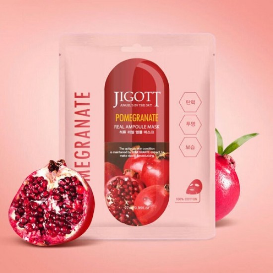 Jigott Pomegranate Real Mask Μάσκα Προσώπου Ρόδι Για Ενυδάτωση 27ml